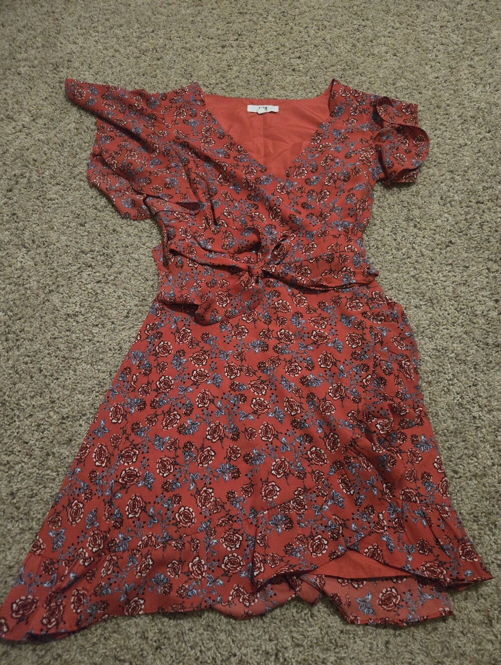 Jack By BB Dakota Red Floral Wrap Dress